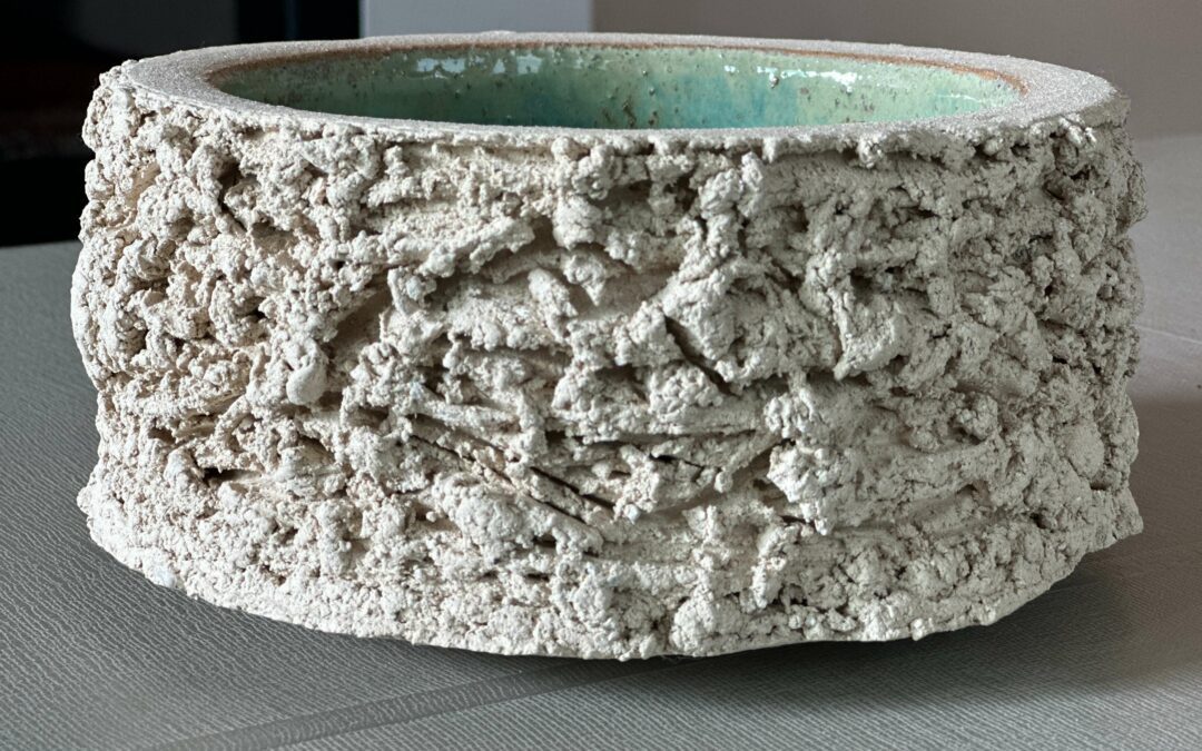 Pot grès blanc vernissé turquoise – bas – Olivier Arnoux
