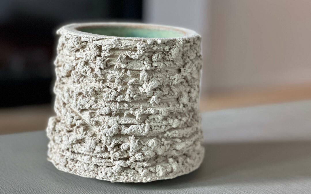 Pot grès blanc vernissé turquoise – haut – Olivier Arnoux